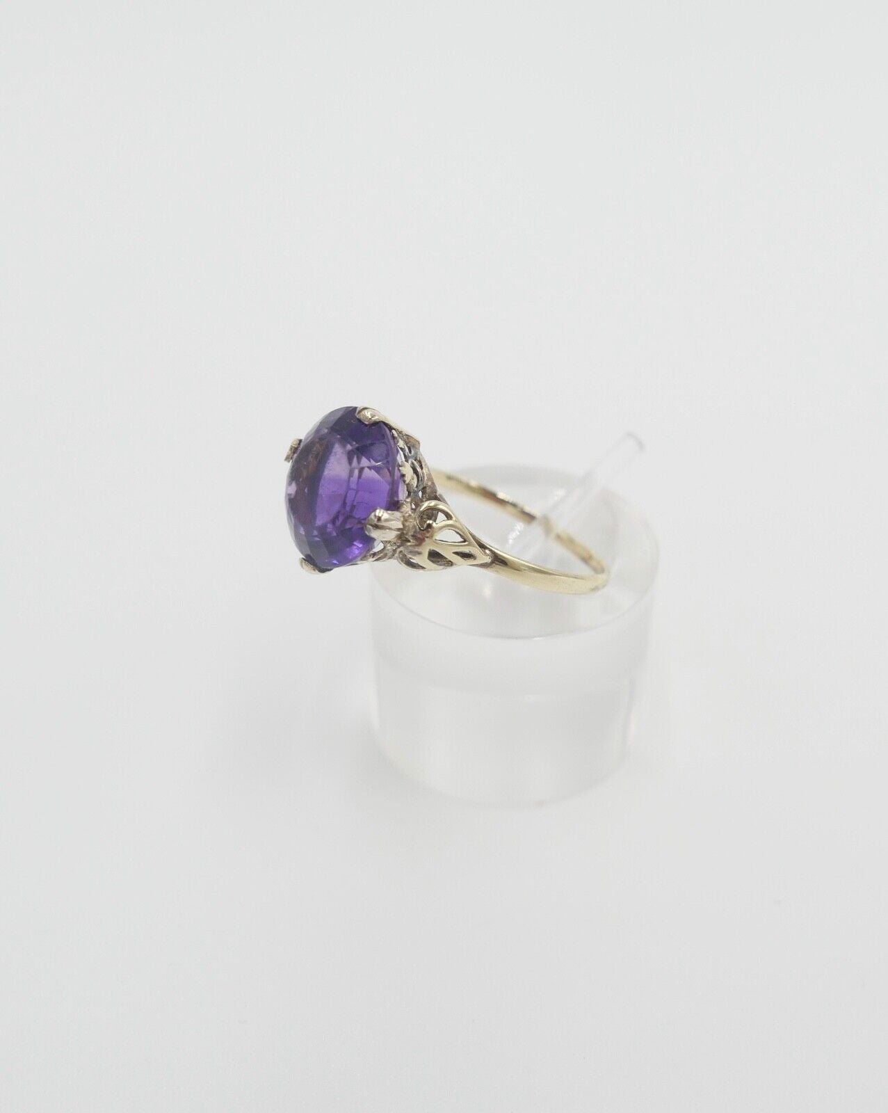 antik um 1900 Damenring mit lila Amethyst Ring 2,87 Gr Gold 585 / 14K Gr. 59 - Antikhandel-Stuttgart