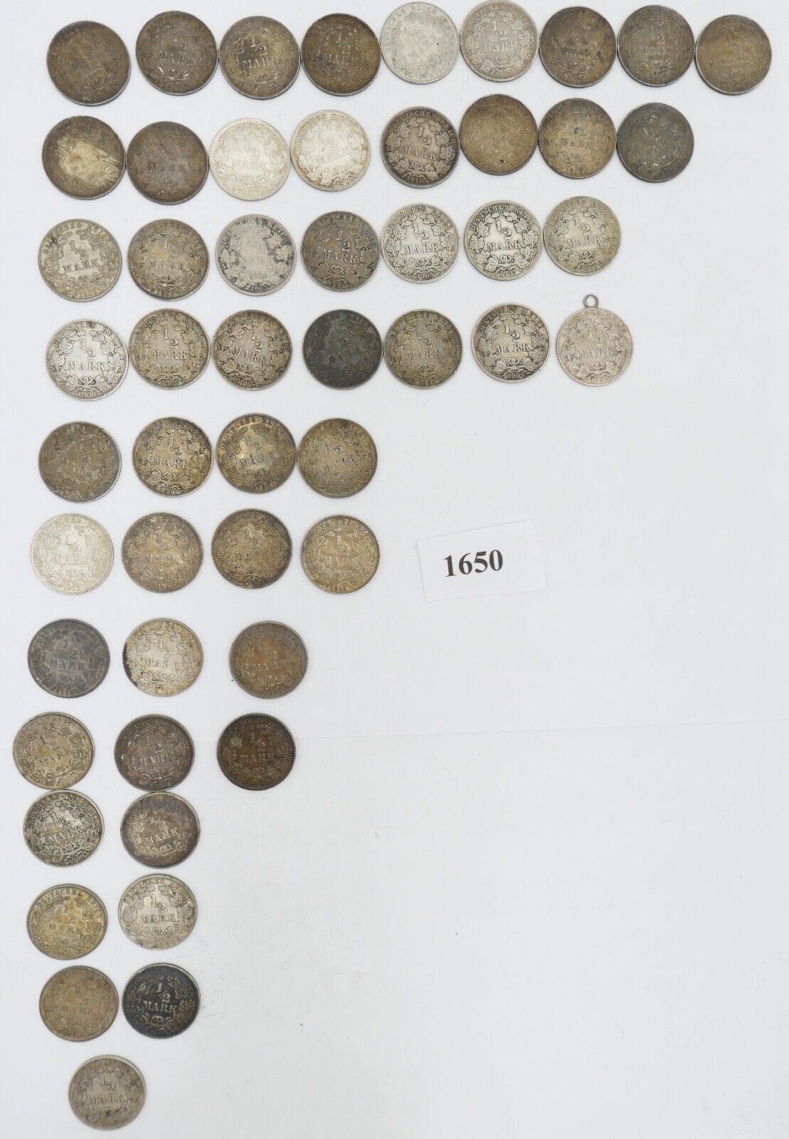 52x 1/2 Mark Jäger 16 / J.16 Silber 1905-1919 A D E F G ss-stg - Antikhandel-Stuttgart