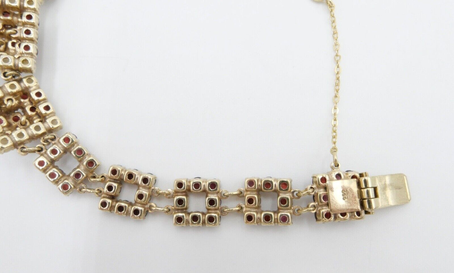 80er Jahre Gold Armband mit Granat und Perle 333 / 8 K Gold - Antikhandel-Stuttgart