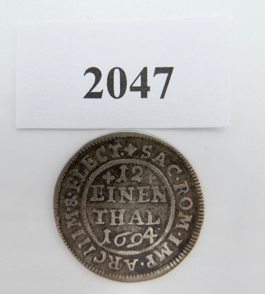 Sachsen 1/12 Taler 1694 Johann Georg IV. Silber in ss - Antikhandel-Stuttgart