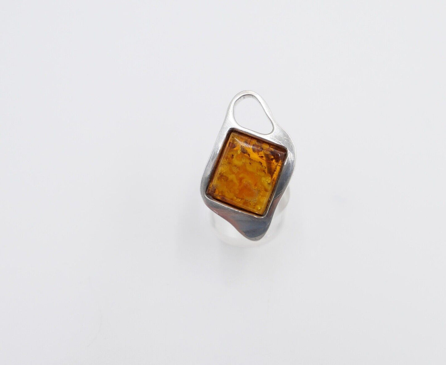 80er Jahre Designer Ring Bernstein Silber 925 Gr. 53 Frauenkopf G Danzig Polen - Antikhandel-Stuttgart