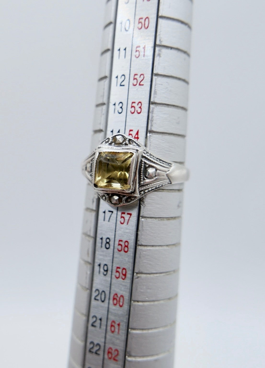 Alter Art Déco Ring 835 Silber mit Glasstein & Markasiten Größe 55 56 Damenring
