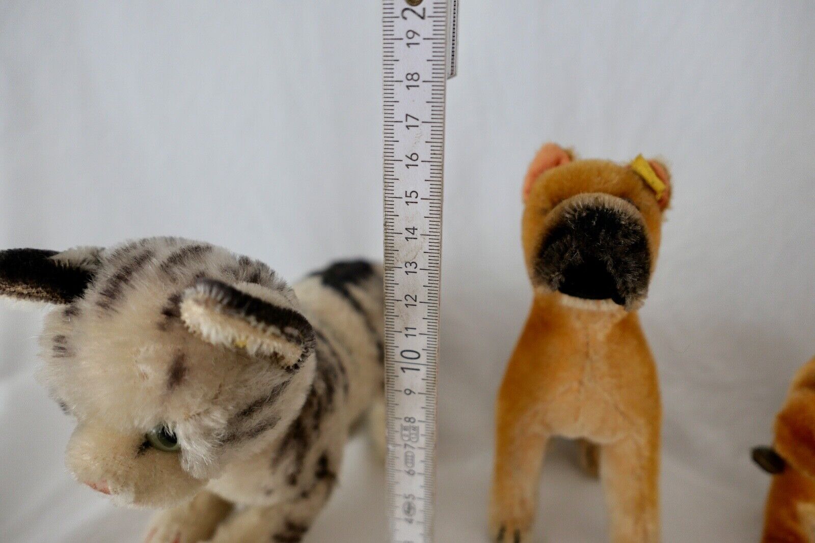 4x alte Steiff Stoff & Plüschtiere Katze Löwe Leo Hund Boxer Dackel - Antikhandel-Stuttgart