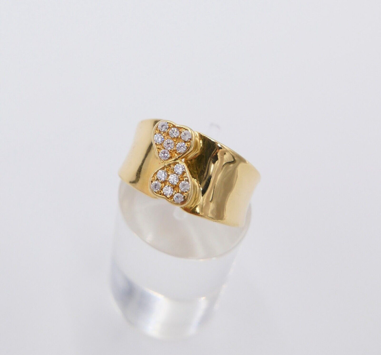 Damen Gold Herz Love Zirkonia Ring 18K 750 1474 VI Oro Top Gr. 61 0,126 Ct - Antikhandel-Stuttgart