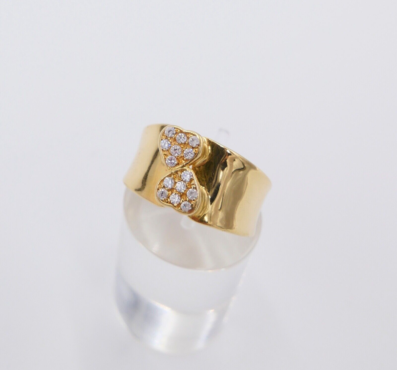 Damen Gold Herz Love Zirkonia Ring 18K 750 1474 VI Oro Top Gr. 61 0,126 Ct - Antikhandel-Stuttgart
