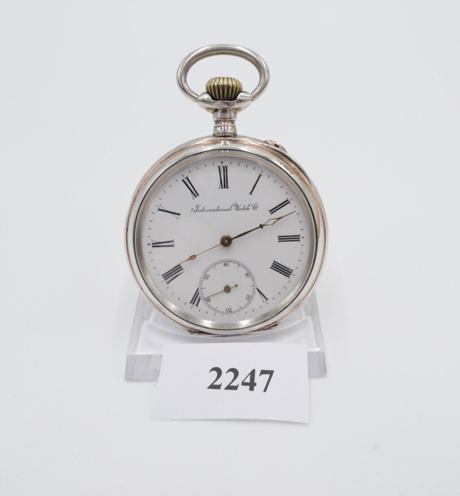 1888 IWC Open Face Kaliber 49 Taschenuhr 800 Silber Ø 50mm - Antikhandel-Stuttgart