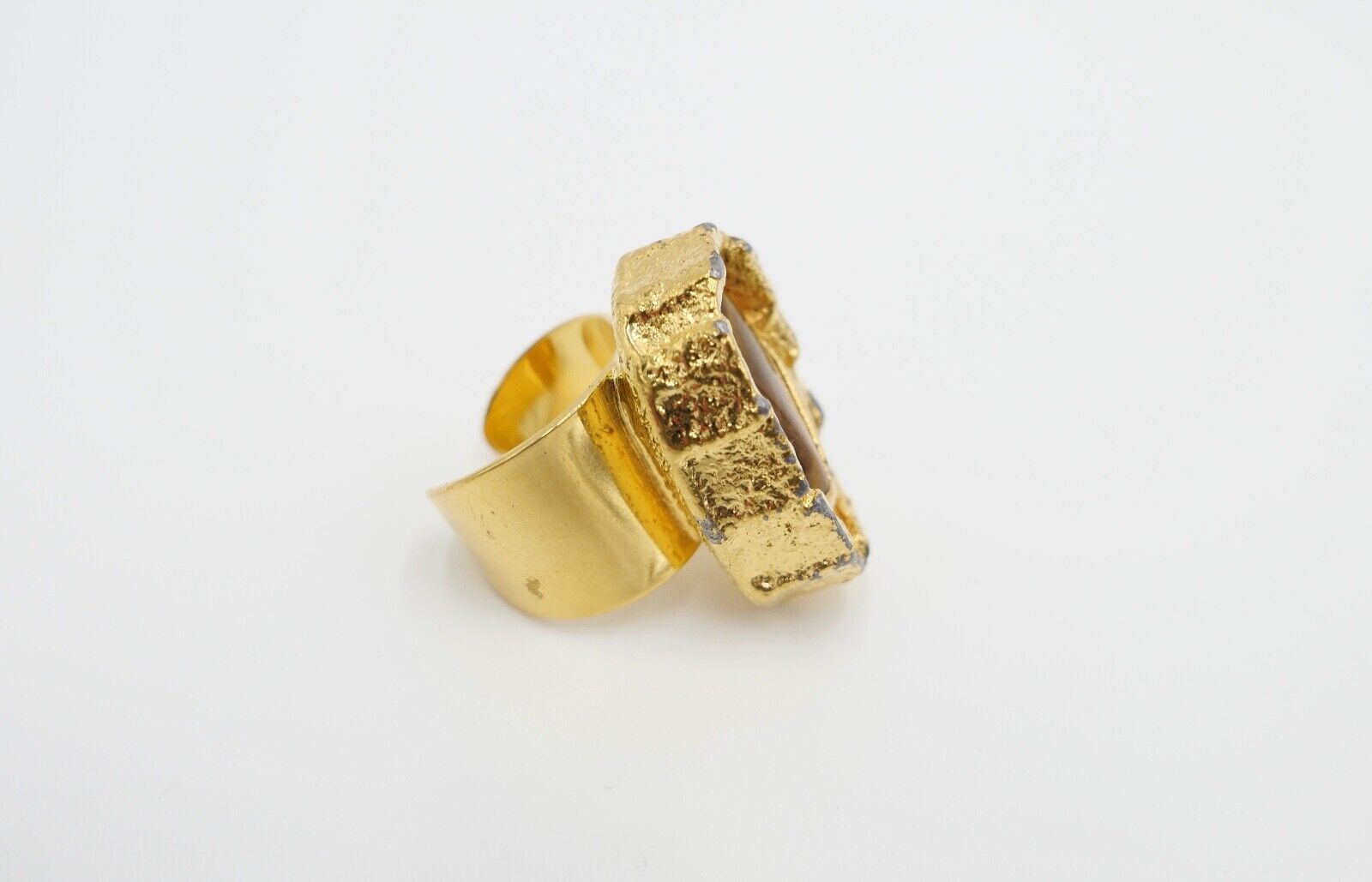 J. Hull - Jacob Hull Ring vergoldet mit Tigerauge - Antikhandel-Stuttgart