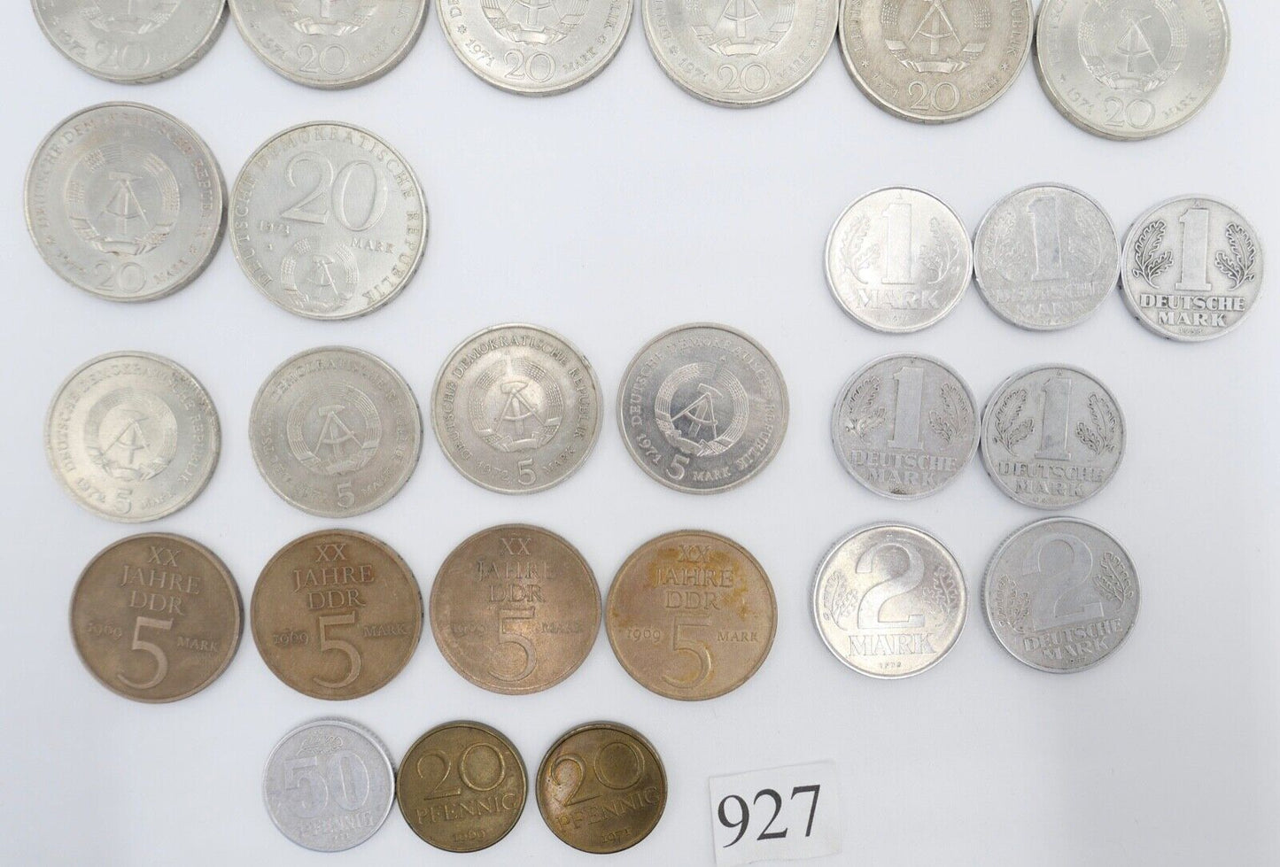 Konvolut Posten 1 , 2 , 5 , 10 , 20 DDR Mark 20 50 DDR Pfennig - Antikhandel-Stuttgart