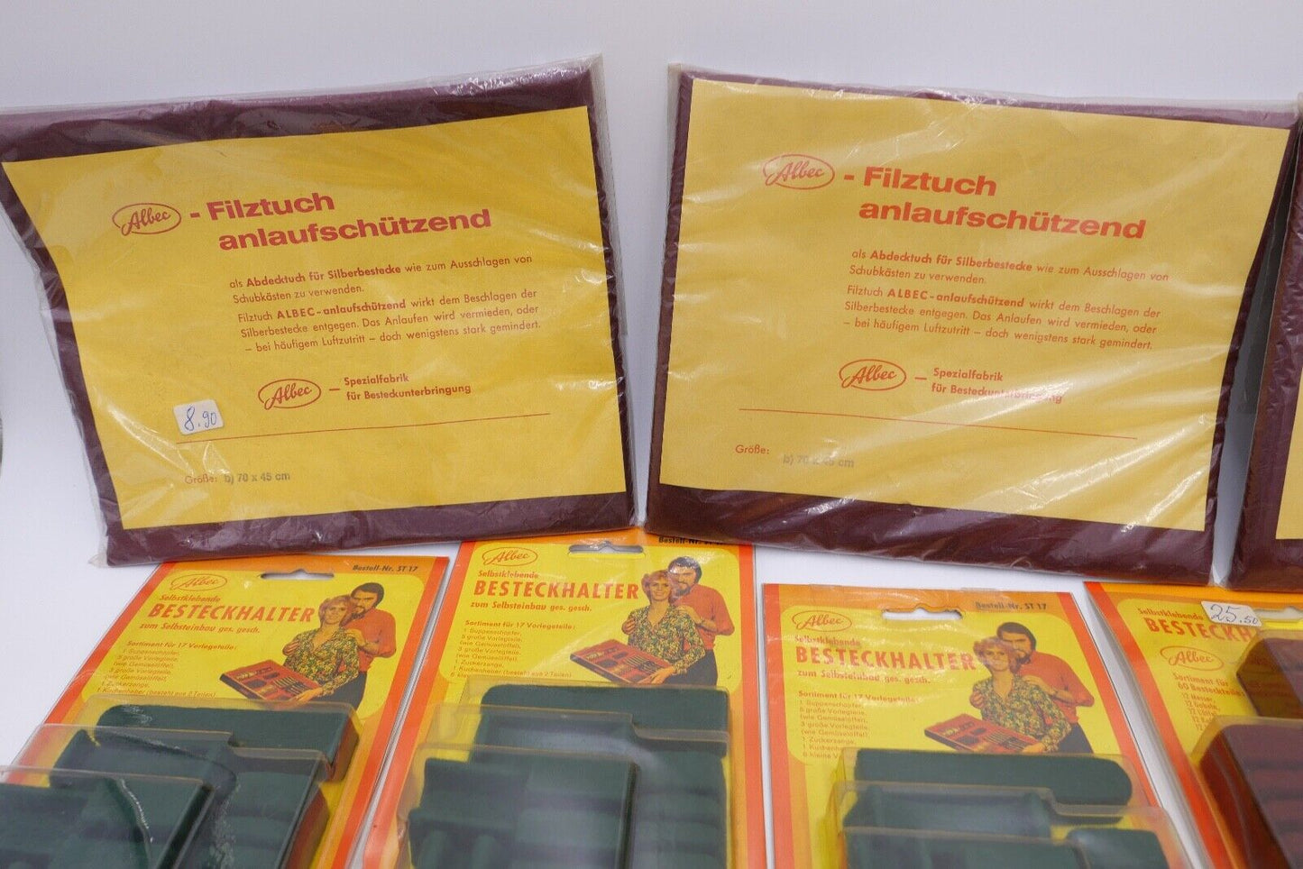 Posten Konvolut Besteckhalter und Filz NEU in OVP Ladenauflösung ALBEC 1980er - Antikhandel-Stuttgart