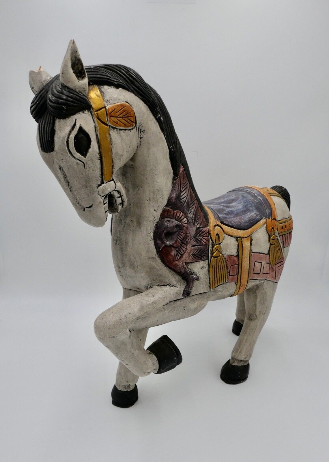 Altes massives Holzpferd 51x49 cm vermutlich Unikat 4,5 Kg - Antikhandel-Stuttgart