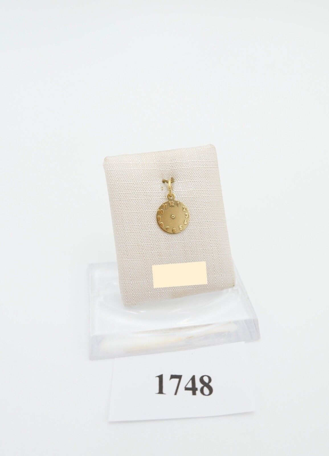 Gold Anhänger 585 / 14K Zifferblatt Uhr Ø 10 mm - Antikhandel-Stuttgart