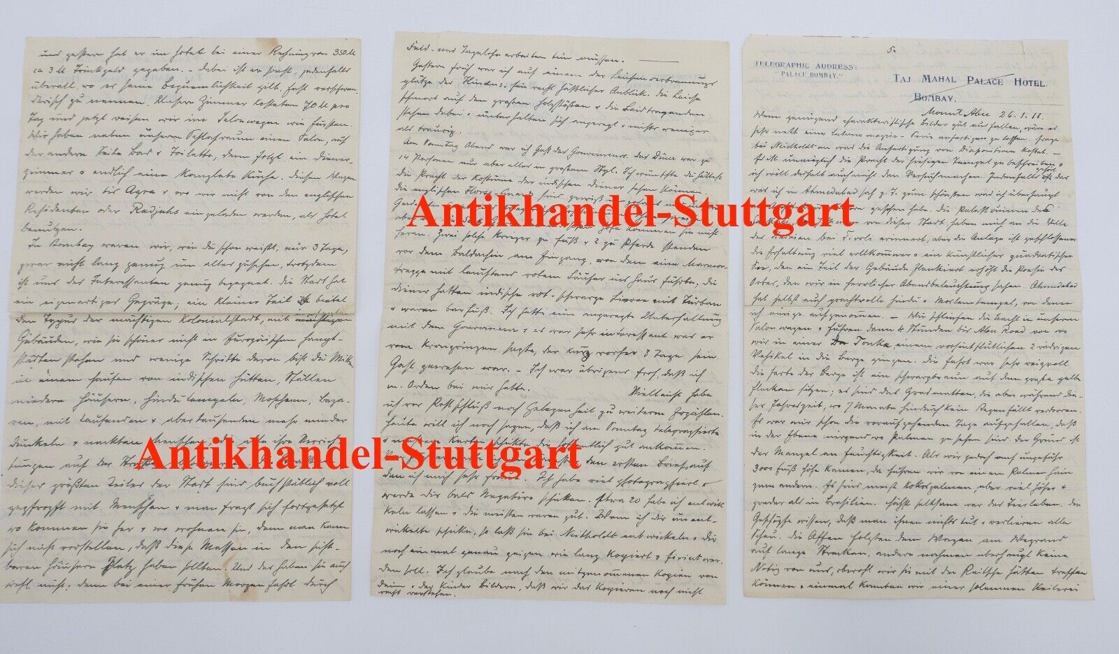 Alte Brief Telegramm Bericht " TAJ MAHAL PALACE HOTEL BOMBAI " 1910 INDIEN - Antikhandel-Stuttgart