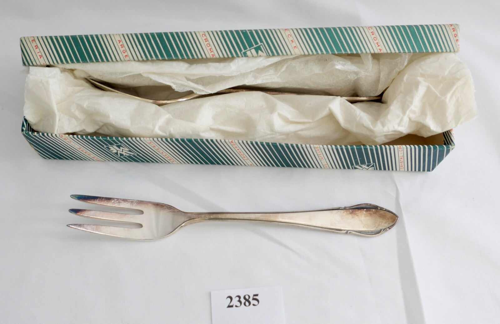 NEU 6 Teile WMF  2900 Kuchen Gabel 90er versilbert 15,7 cm in OVP und UNBENUTZT