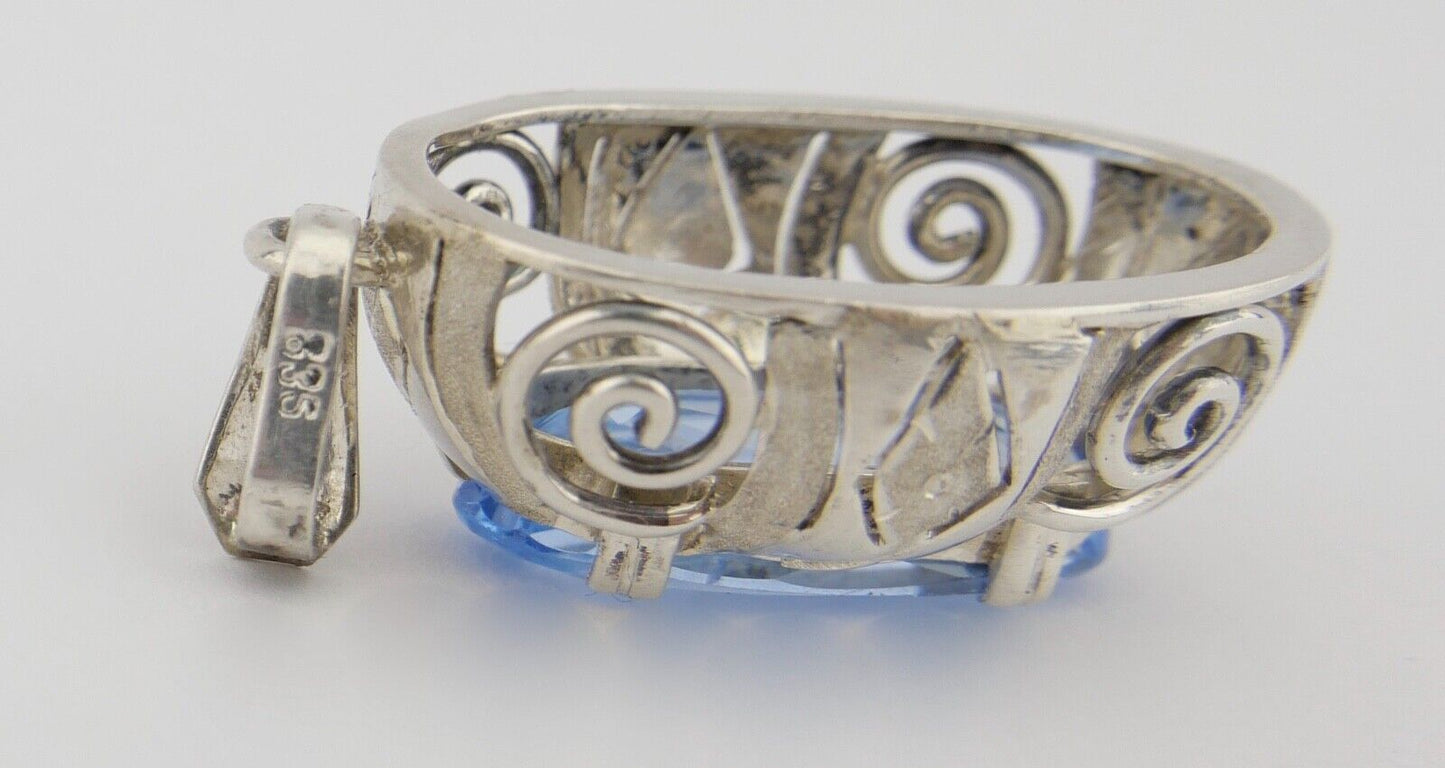 Schön Art Deco 835 Silber Anhänger Synthetisch Spinell Ø 4,2 cm pendant um 1930 - Antikhandel-Stuttgart