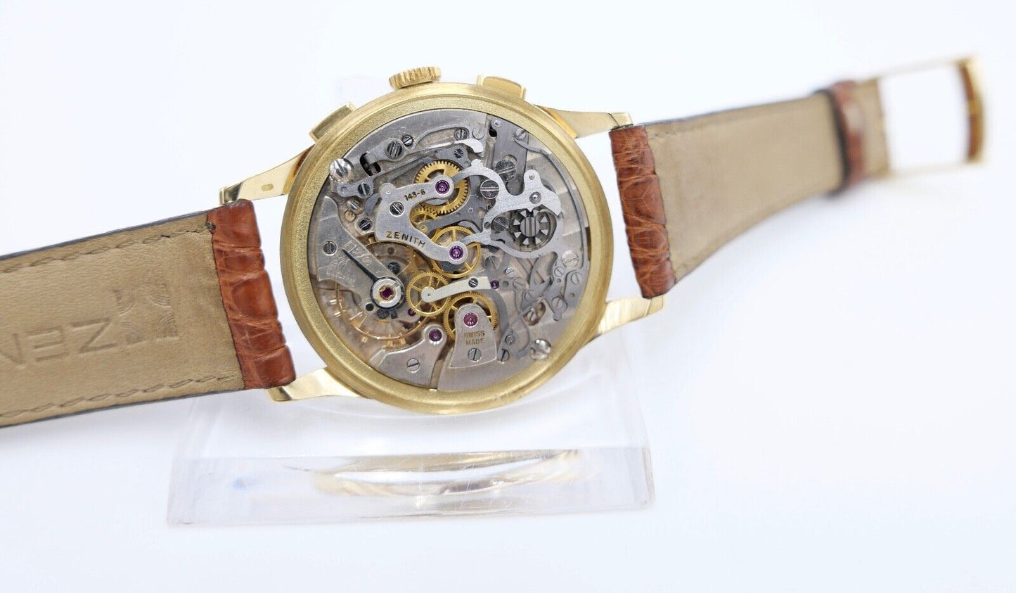 50er Jahre Zenith Excelsior Park Chronograph 750 / 18K Gold Cal. 143-6 - Antikhandel-Stuttgart
