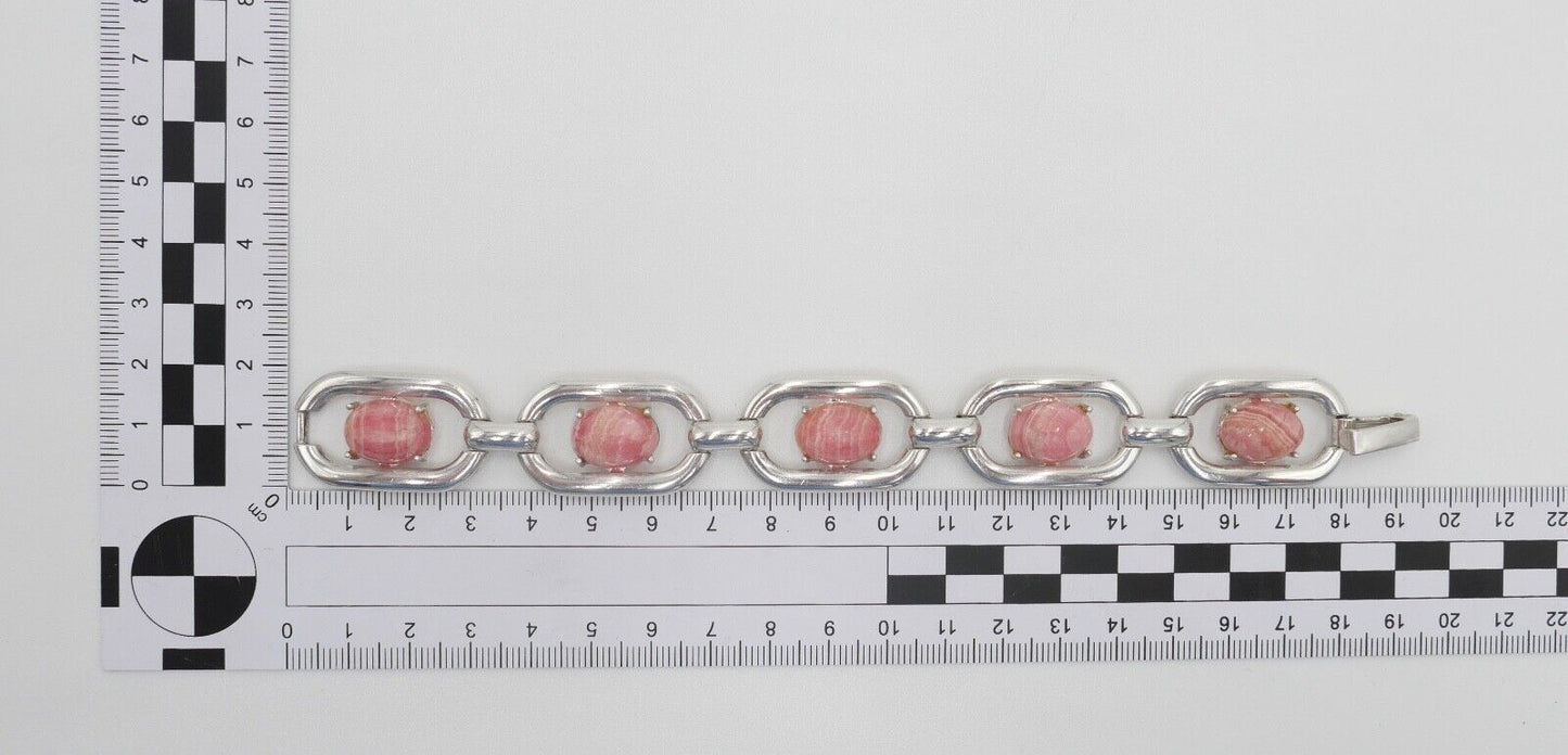 vintage 80er Jahre Silber 835 Glieder - Armband mit Rhodochrosit - Antikhandel-Stuttgart