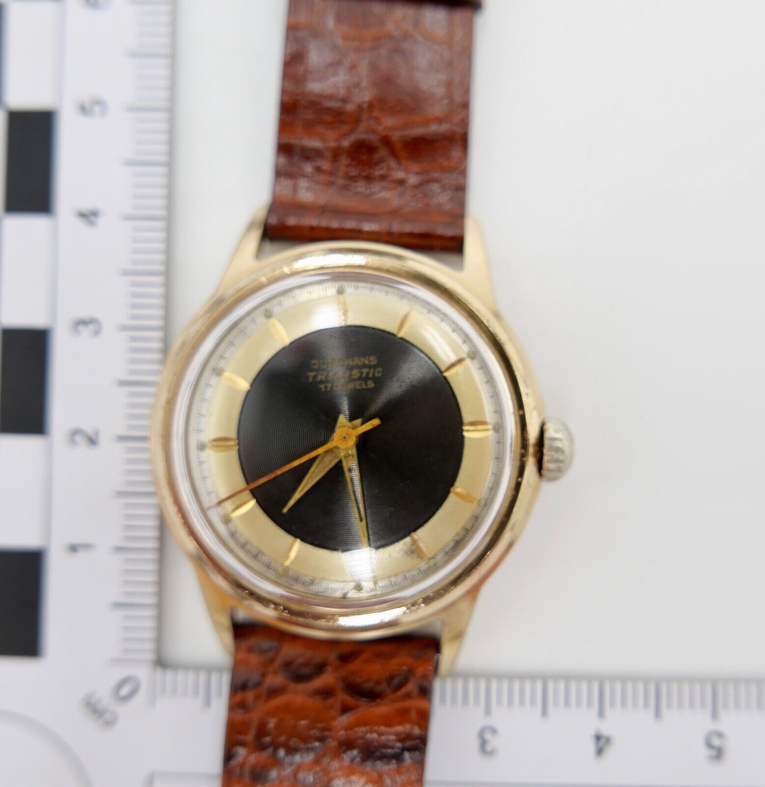 Junghans Cal. J 93/1 " Trilastic " Herren Armbanduhr Gold farbig Ø 33 mm - Antikhandel-Stuttgart