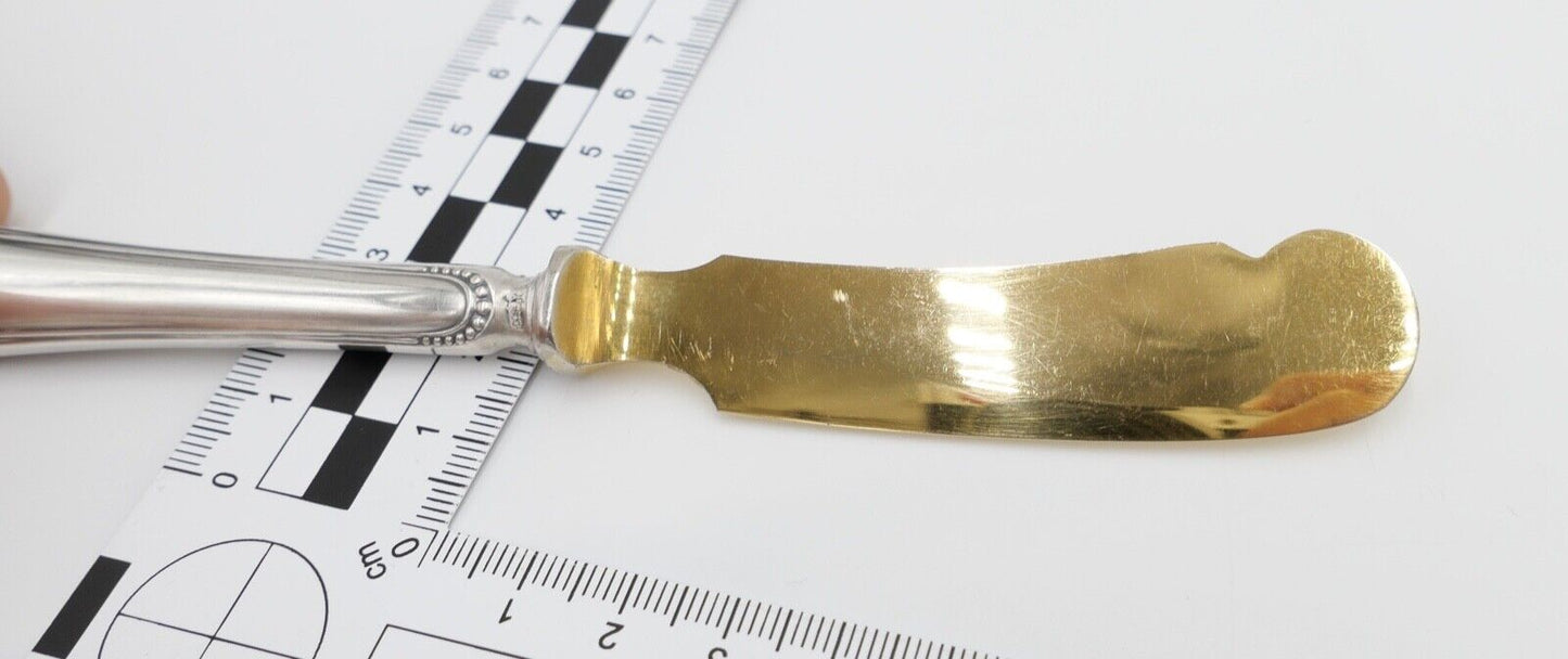 800 Silber Messer vergoldet Buttermesser Käsemesser Perlrand 17,4 cm - Antikhandel-Stuttgart
