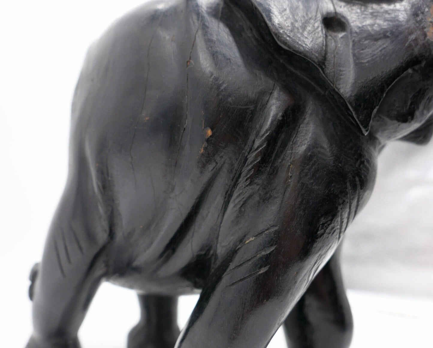 Großer massiver antiker Afrikanischer Holz Elefant 48x38 cm beschichtet 6,1 Kg - Antikhandel-Stuttgart