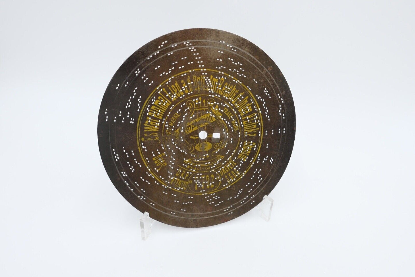 7702 Symphonion Lochplatte Spieluhr Spieldose ES WAR EINMAL P. LINKE Ø 19,5 - Antikhandel-Stuttgart