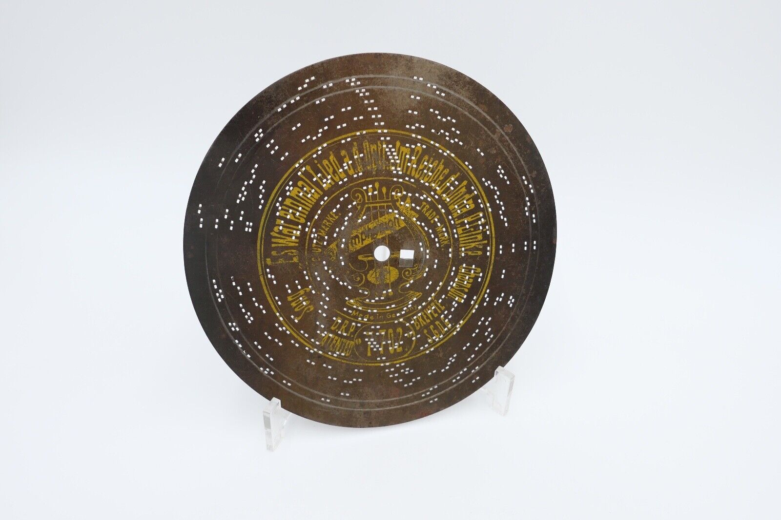 7702 Symphonion Lochplatte Spieluhr Spieldose ES WAR EINMAL P. LINKE Ø 19,5 - Antikhandel-Stuttgart