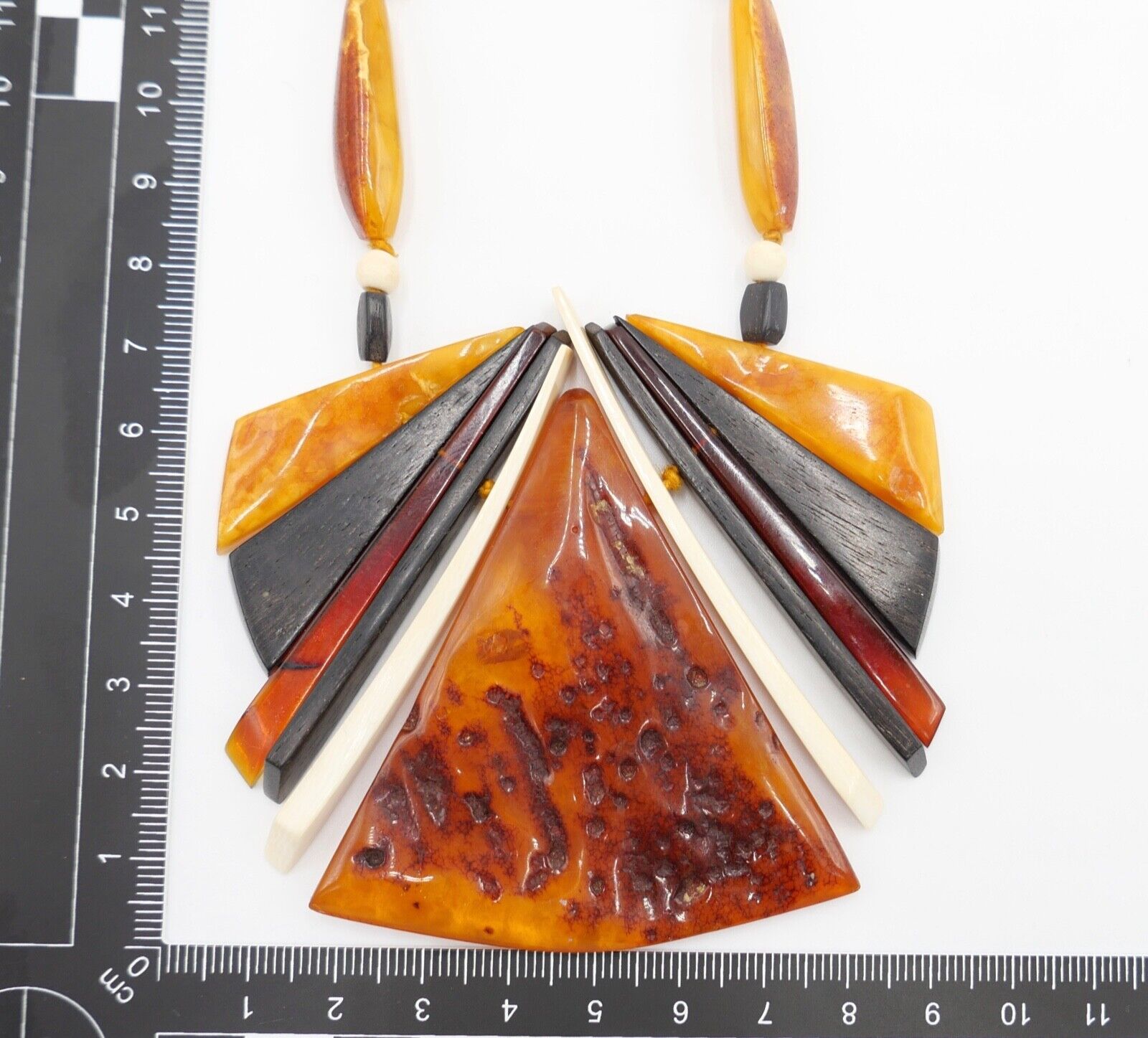 Bernstein & Bein Collier Kette butterscotch Halskette Ø 80cm vergoldet - Antikhandel-Stuttgart