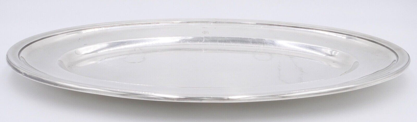 Tablett Servierplatte " Gebr. Hepp " 45x28 cm versilbert Monogramm FC CF - Antikhandel-Stuttgart