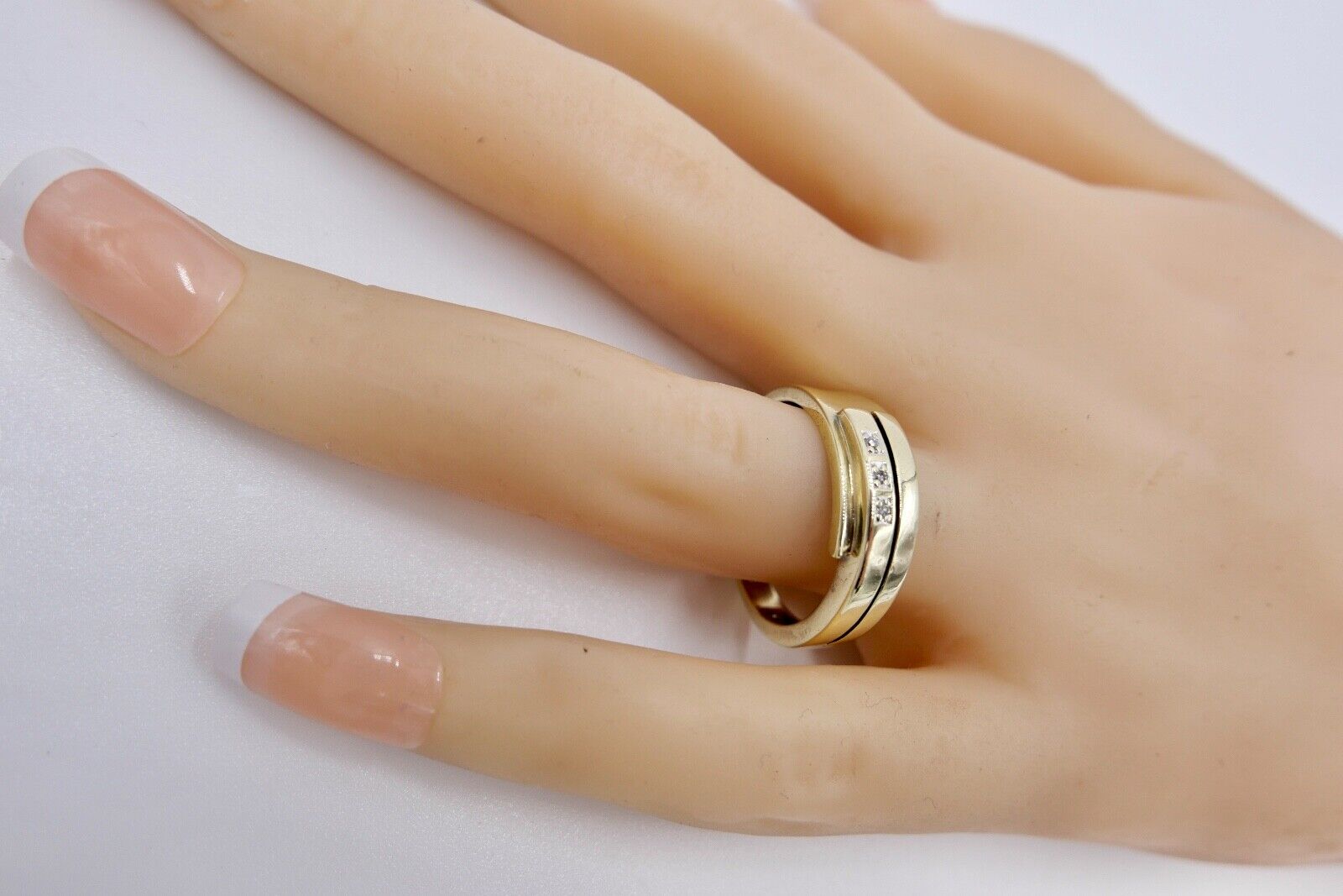 Massiver Damen Gelbgold Diamant / Brillant Ring 0,03 Ct 585 14K Gr. 61 PJ - Antikhandel-Stuttgart