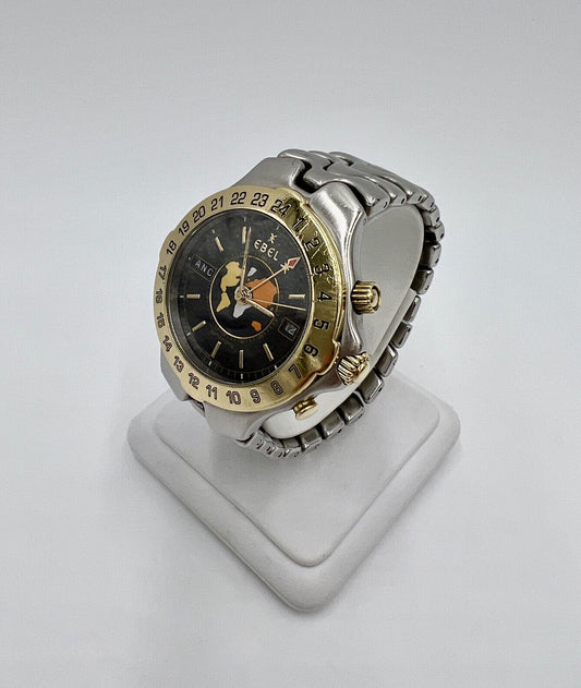 Vintage EBEL Sportwave Meridian GMT Ø40 mm Stahl 750 / 18K Gold Model 6122641 - Antikhandel-Stuttgart
