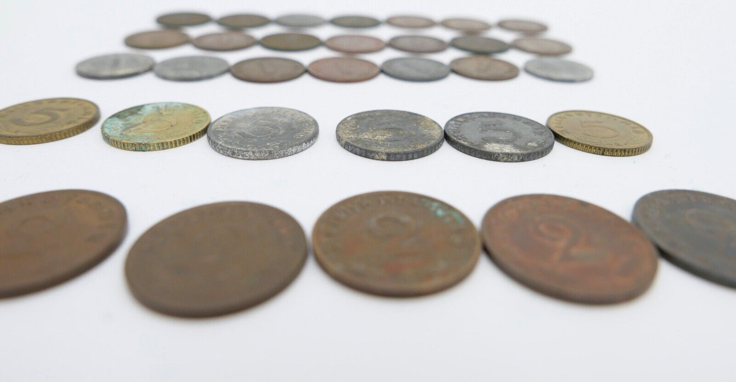 Reichsmark Drittes Reich J.354 1 Mark 2, 10, 5, 50, 1 Pfennig J.362 J.370 - Antikhandel-Stuttgart