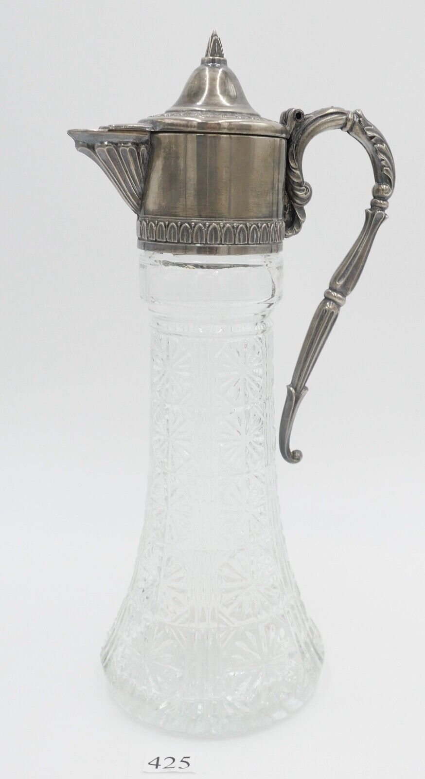 50er Jahre Karaffe RAIMOND versilbert made in Italy Glas Italien - Antikhandel-Stuttgart