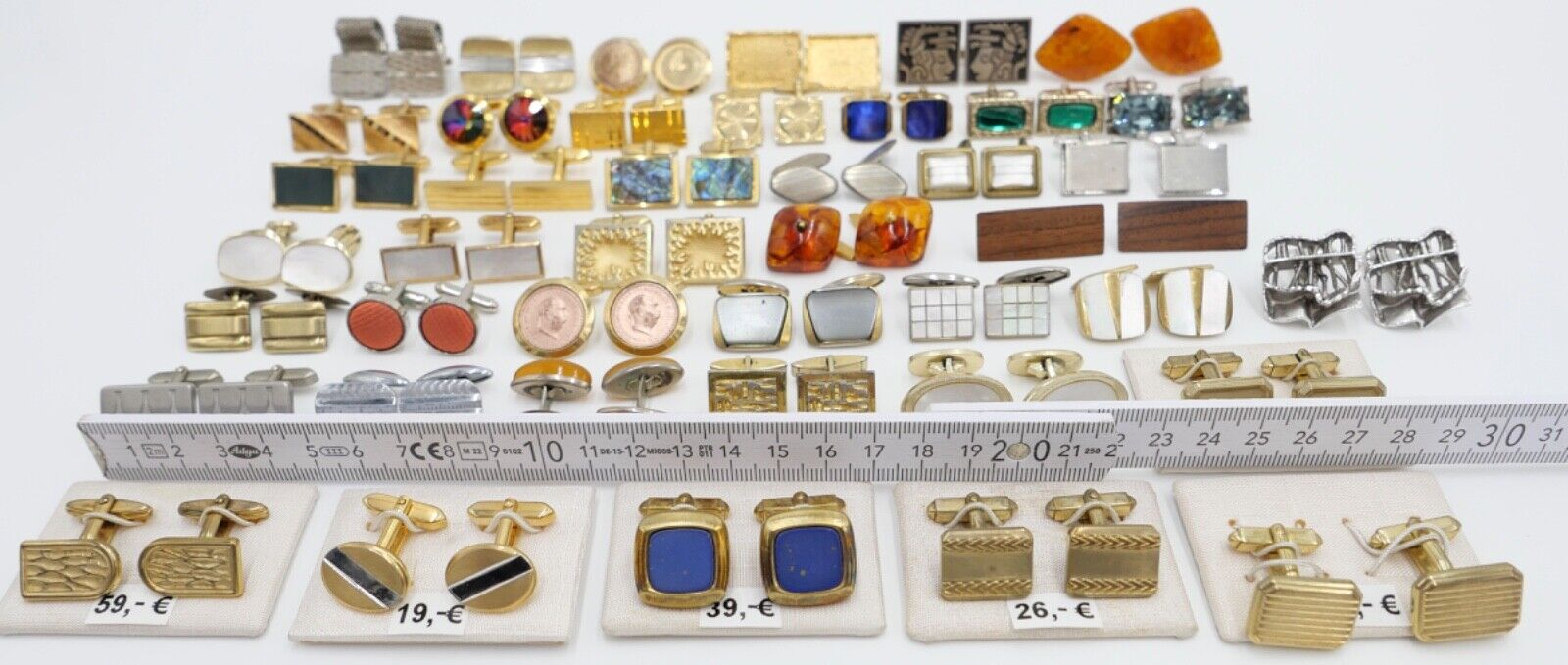 Konvolut LOT Posten Manschettenknöpfe NEU gebraucht 1960-1990er vergoldet 42 St - Antikhandel-Stuttgart