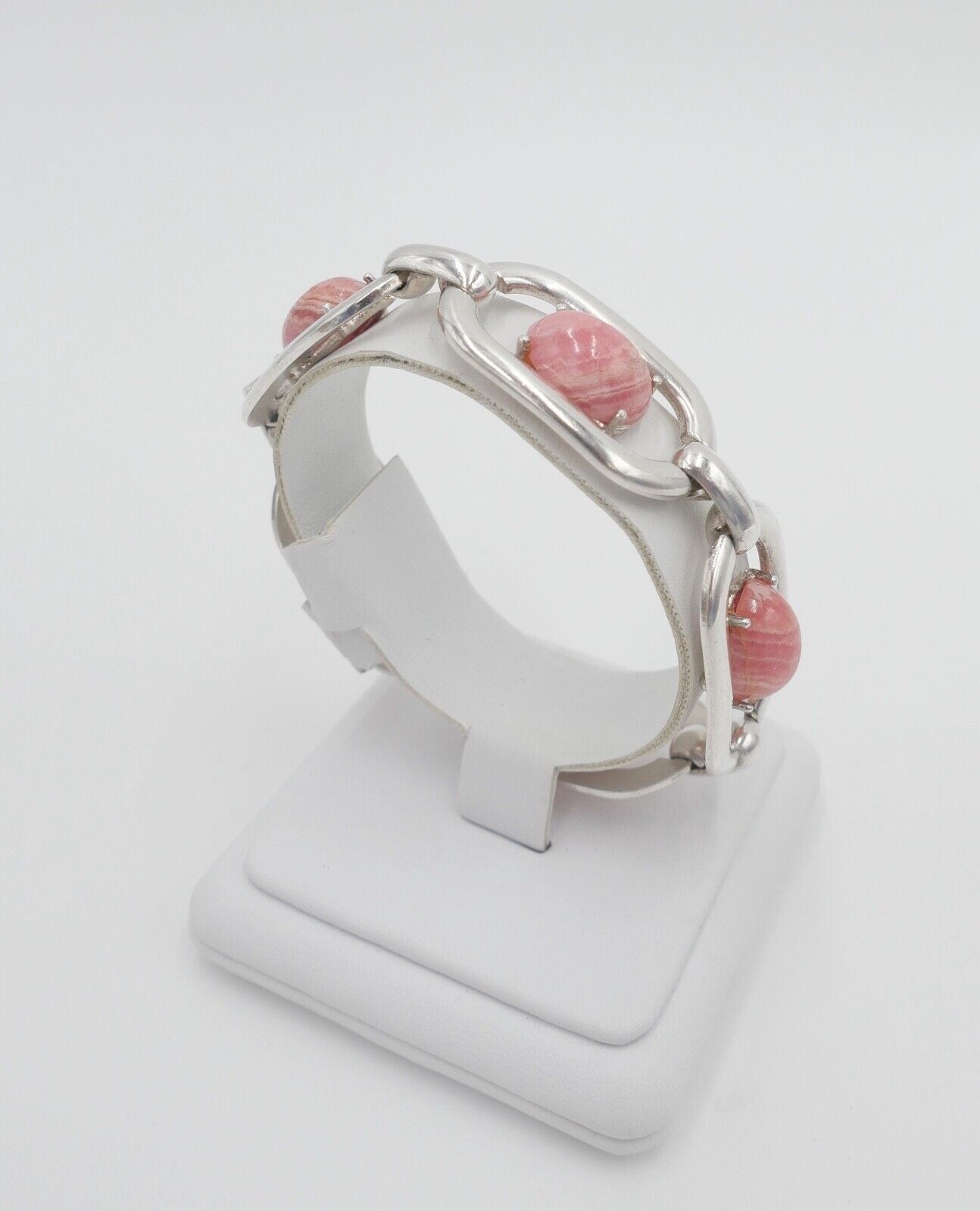 vintage 80er Jahre Silber 835 Glieder - Armband mit Rhodochrosit - Antikhandel-Stuttgart