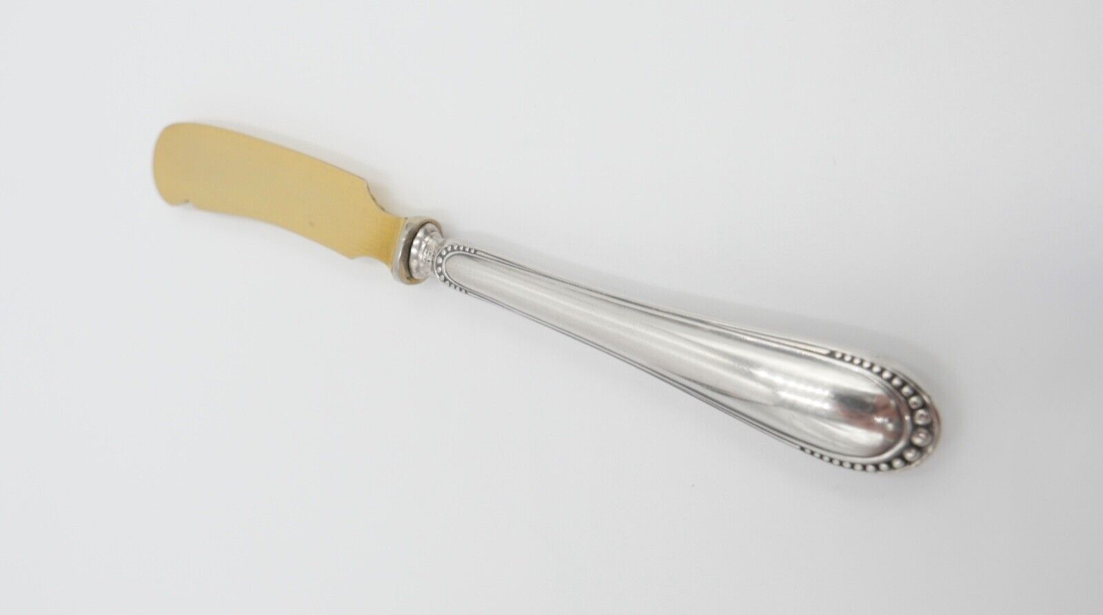 800 Silber Messer vergoldet Buttermesser Käsemesser Perlrand 17,4 cm - Antikhandel-Stuttgart