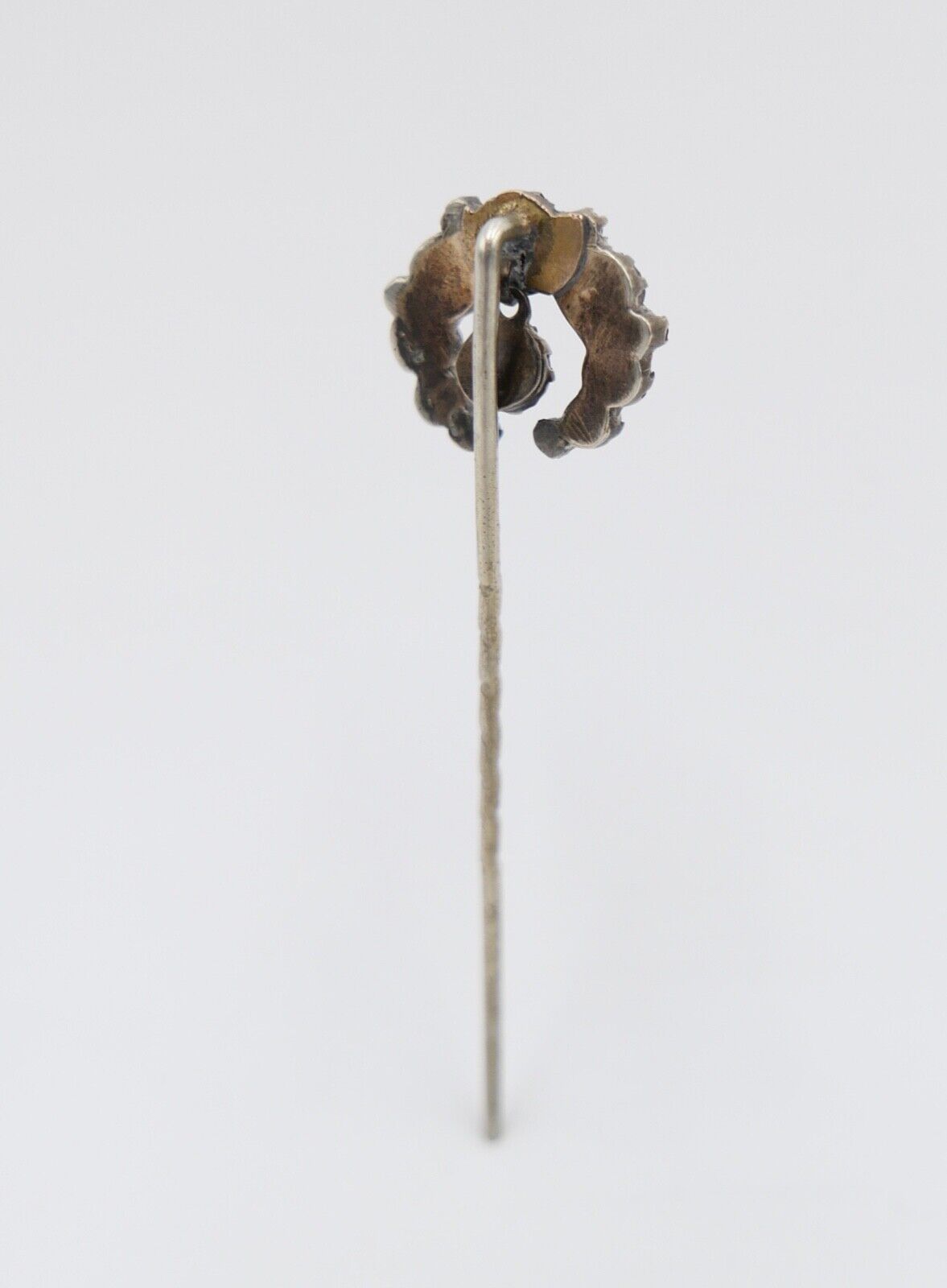 antike 19Jhd Granat Stabbrosche Brosche vergoldet brooch ø14mm gold plated Nadel - Antikhandel-Stuttgart