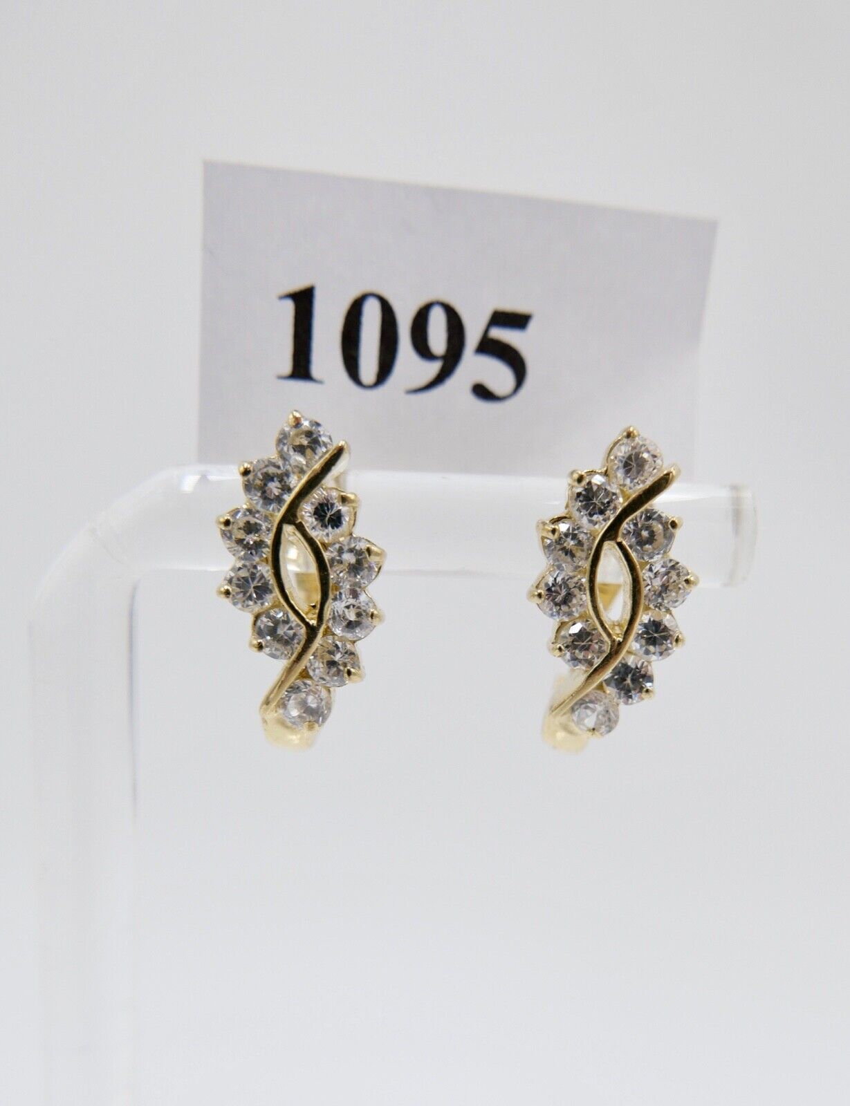 1,2 Ct Zirkonia Diamant Imitat Elegante Creolen Clips Gold 585 14K SARA Ohrringe - Antikhandel-Stuttgart