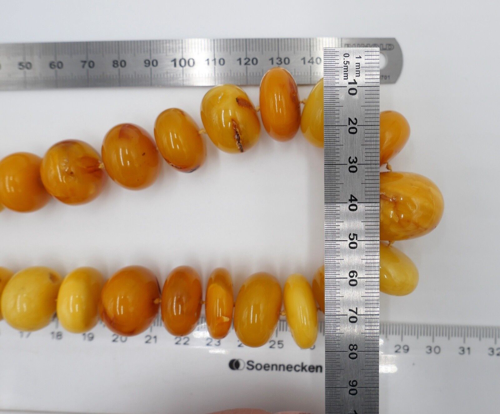 vintage XL Bernstein butterscotch Kette Halskette Collier Silber Amber 105,2 gr - Antikhandel-Stuttgart