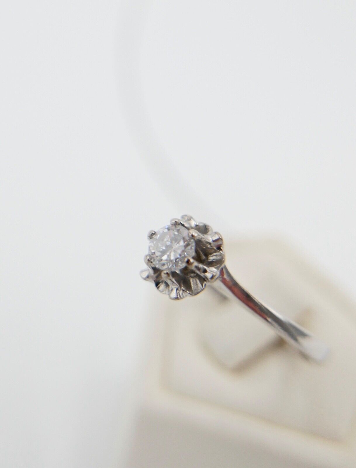 Solitär Weißgold Ring 585 14K mit 1 Brillant 0,24 Ct Gr.56-57 TW - Antikhandel-Stuttgart