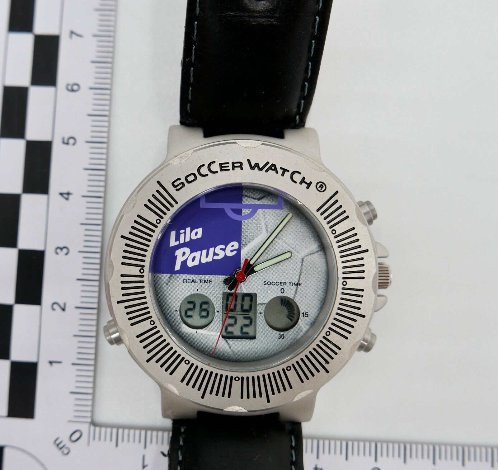 MILKA LILA PAUSE SOCCER WATCH Armbanduhr NEU in OVP Digital Quarz Stoppfunktion - Antikhandel-Stuttgart