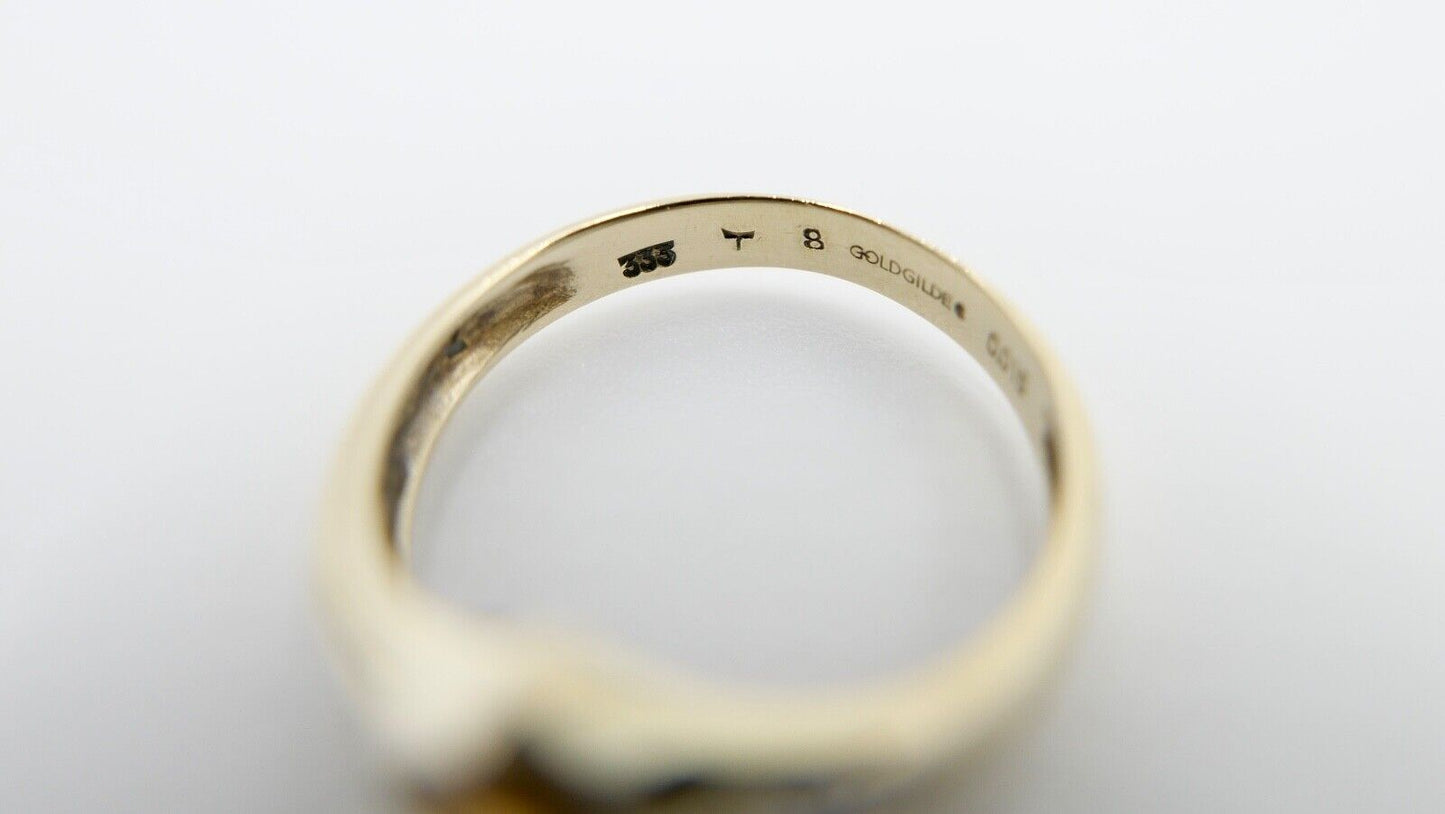 60er Jahre Damenring Gr. 56 Gold 333 / 8K Herz Citrin & Achtkantdiamant H / SI - Antikhandel-Stuttgart