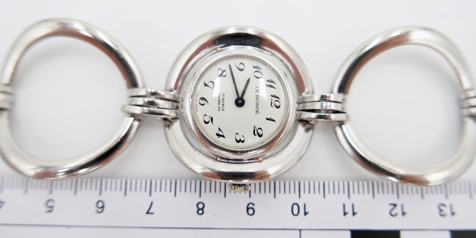 1970er Handaufzug LE MONDE Damen 925 Silber Uhr 45,9 Gr - Antikhandel-Stuttgart