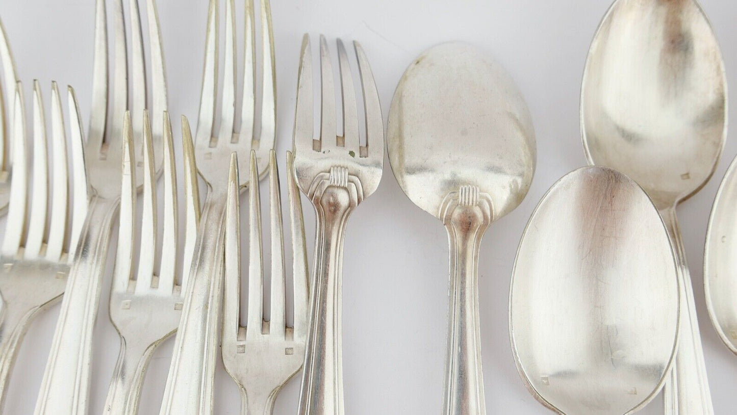 32 Tlg Art Deco 1930er Couverts DIXI 84G 18G cutlery Besteck Gabel Löffel - Antikhandel-Stuttgart