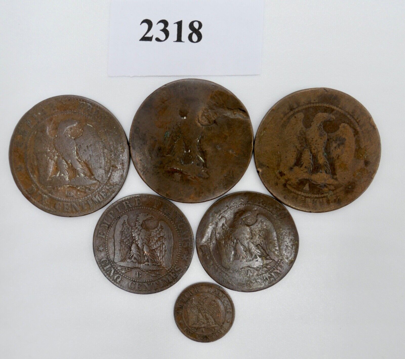 Lot Posten Frankreich Napoleon III 1854-1862 on Cinq Dix 1 5 10 Centimes - Antikhandel-Stuttgart