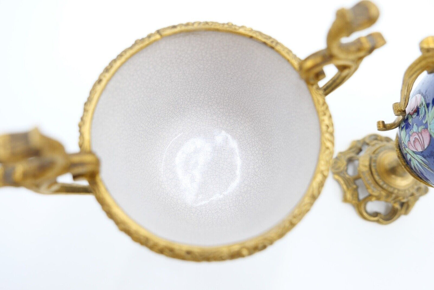 antik Mitte 19. Jhd 2x Kelch Becher Pokal feuervergoldet handbemalt Krakelee - Antikhandel-Stuttgart