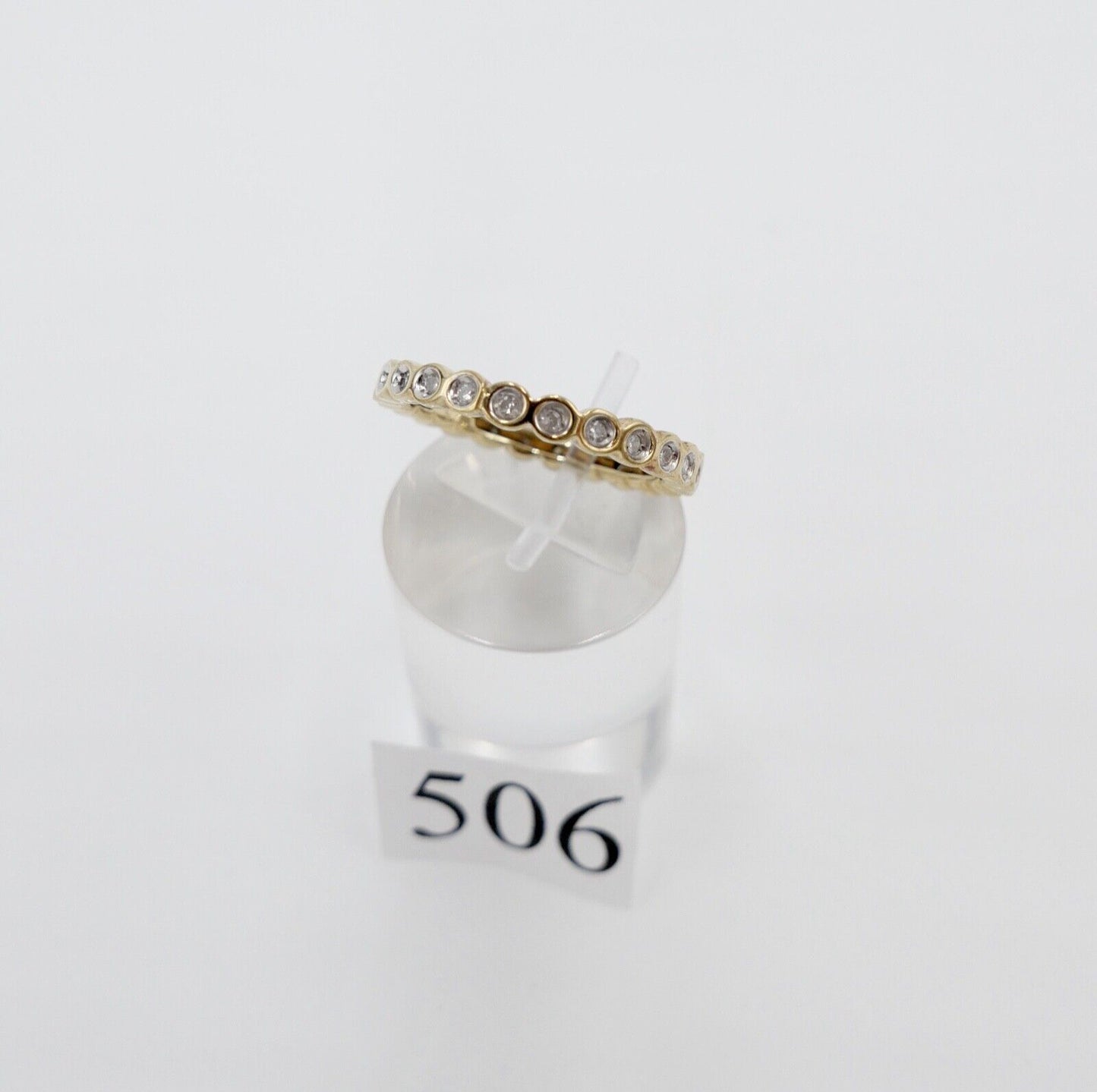 90er Jahre Memory Ring Memoirering Gelbgold Gold 585 14K Zirkonia 0,96 Ct Gr. 60 - Antikhandel-Stuttgart