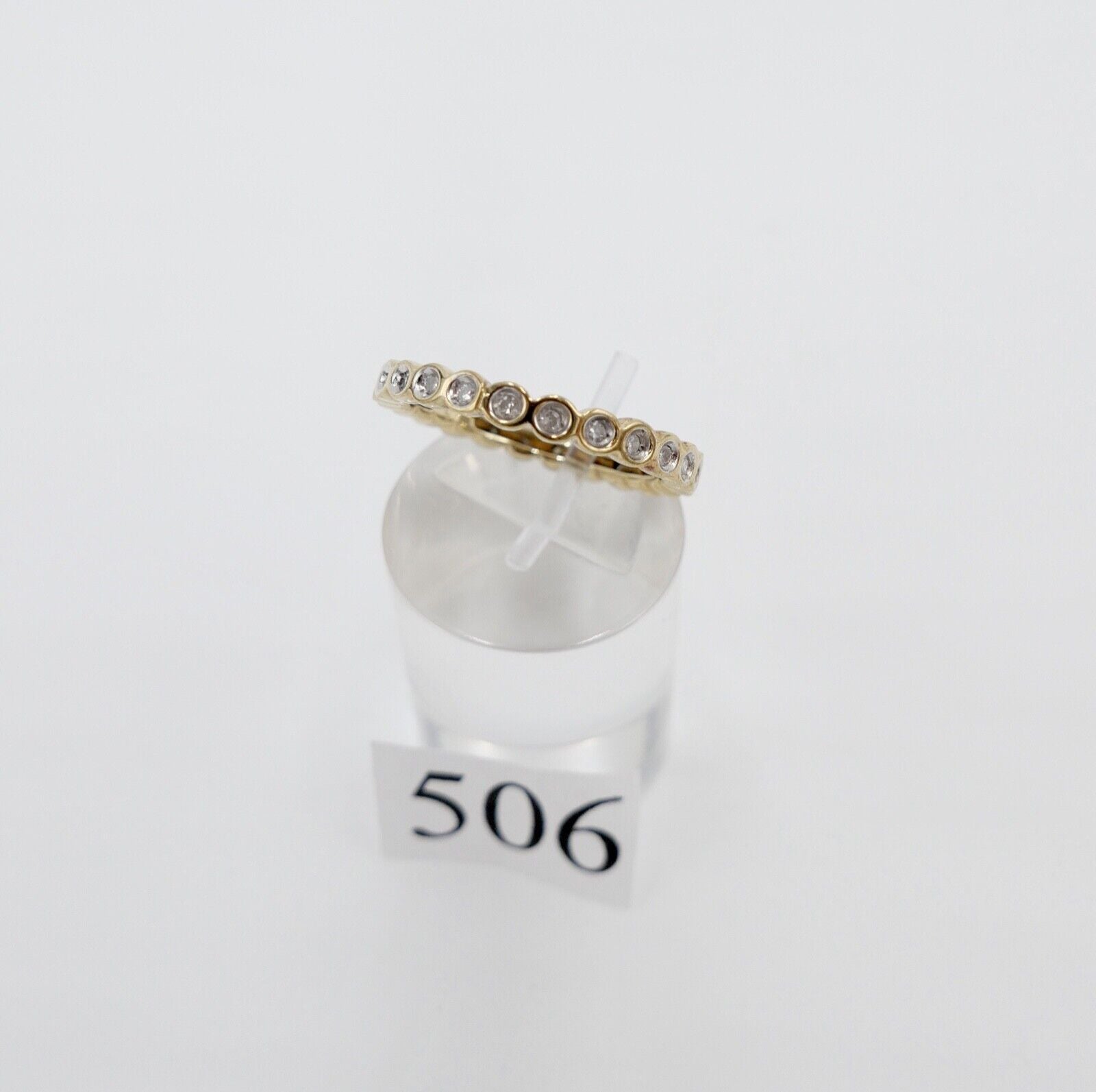 90er Jahre Memory Ring Memoirering Gelbgold Gold 585 14K Zirkonia 0,96 Ct Gr. 60 - Antikhandel-Stuttgart