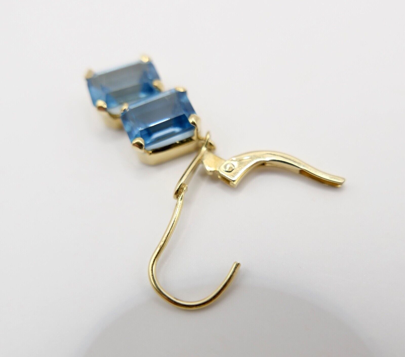 1990er Jahre Blau TOPAS TOPAZ 750 18K Gelbgold GOLD Ohrhänger Ohrringe 3,28 Ctw - Antikhandel-Stuttgart