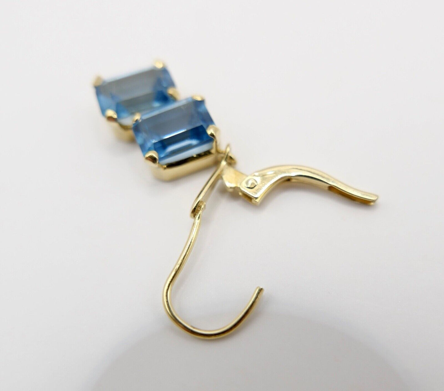 1990er Jahre Blau TOPAS TOPAZ 750 18K Gelbgold GOLD Ohrhänger Ohrringe 3,28 Ctw - Antikhandel-Stuttgart