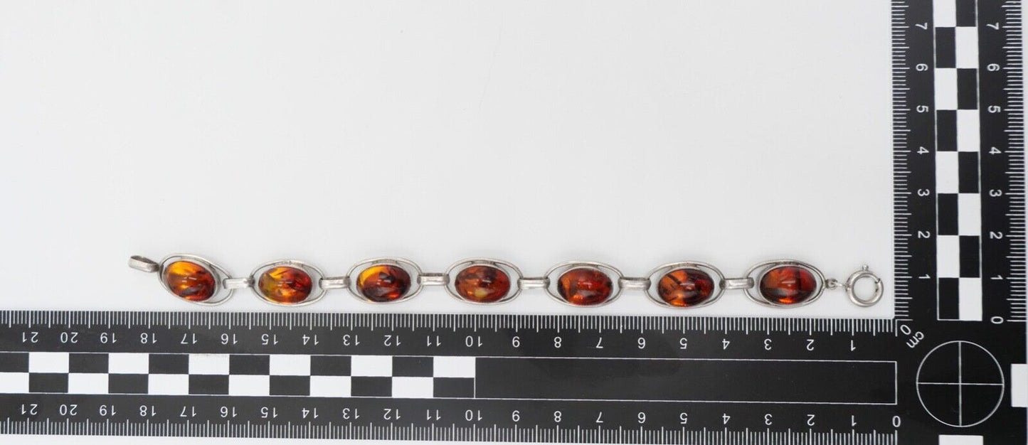 Altes 835 Silber Bernstein Gliederarmband HANDARBEIT Armband - Antikhandel-Stuttgart