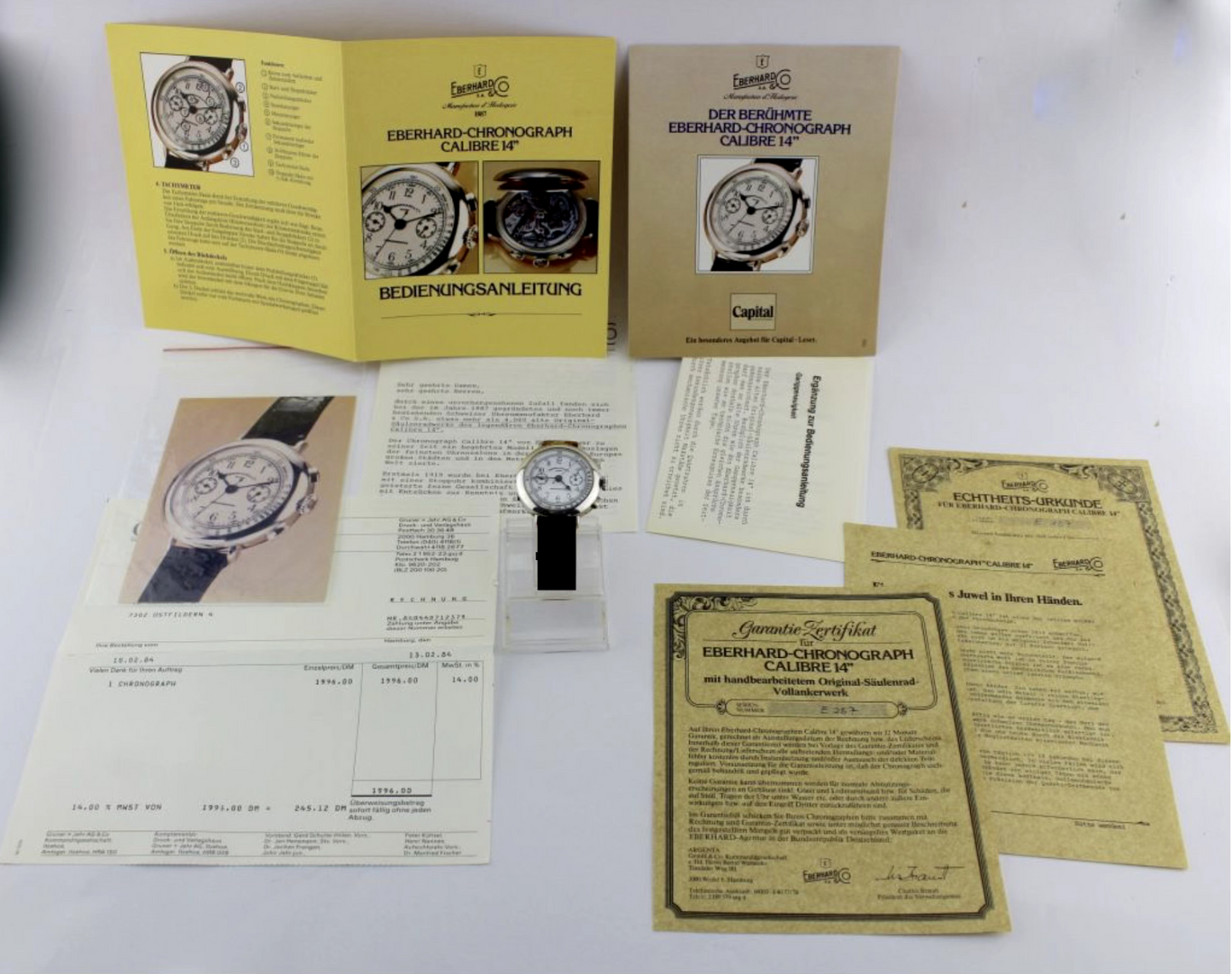 Vintage Eberhard & Co Chronograph 310-8 31008 cal. 14 inkl. Papiere 925 Silber - Antikhandel-Stuttgart